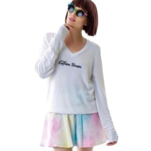 CCO⬇️ Wildfox NWT misspelled white V neck "Caffiene Dream" NWT